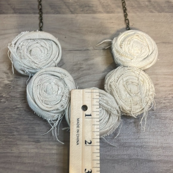 Hand crafted necklace bib statement rose floral hemp bronze chain boho artisan - Picture 8 of 10